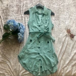 Mint Green sleeveless shirt dress